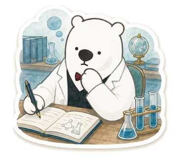 ノートに書きながら研究するアルルさん