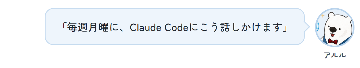アルル「毎週月曜に、Claude Codeにこう話しかけます」