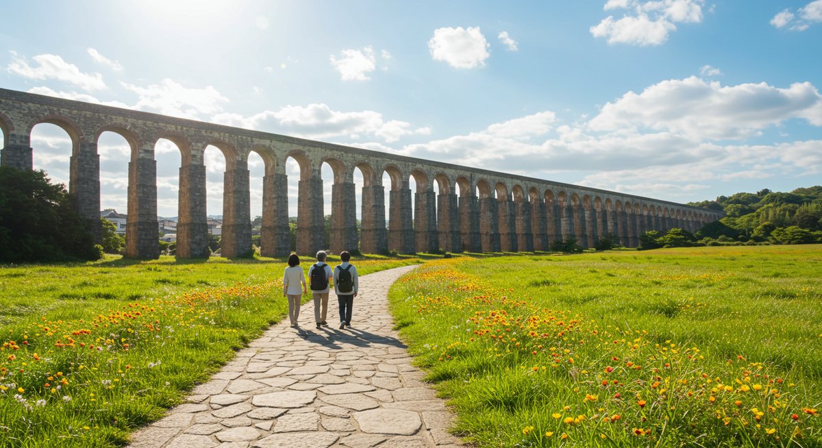 イギリス・ウェールズのポントカサステ水路橋と運河